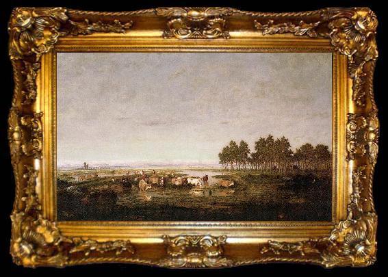 framed  Theodore Rousseau Marsh in the Landes, ta009-2